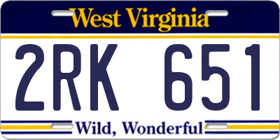 WV license plate 2RK651