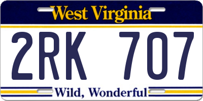 WV license plate 2RK707
