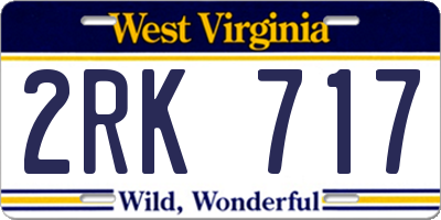 WV license plate 2RK717
