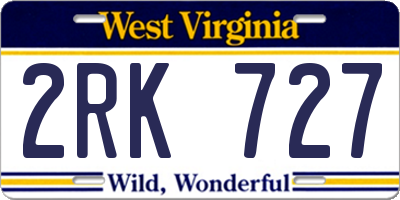 WV license plate 2RK727