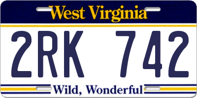 WV license plate 2RK742
