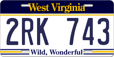 WV license plate 2RK743