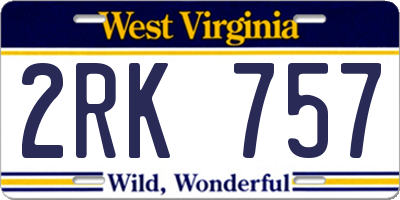 WV license plate 2RK757