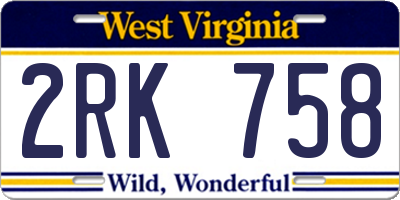 WV license plate 2RK758