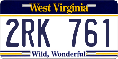 WV license plate 2RK761