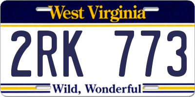 WV license plate 2RK773
