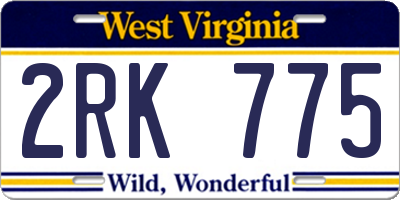 WV license plate 2RK775