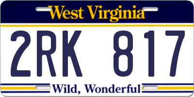 WV license plate 2RK817
