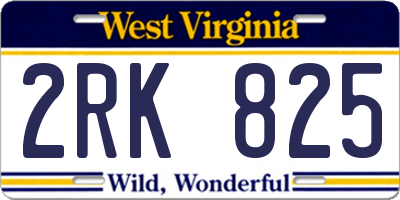 WV license plate 2RK825