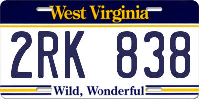 WV license plate 2RK838