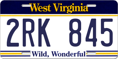 WV license plate 2RK845