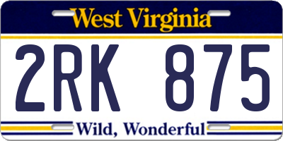 WV license plate 2RK875