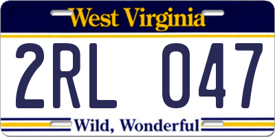 WV license plate 2RL047