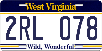 WV license plate 2RL078