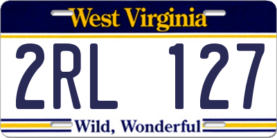 WV license plate 2RL127