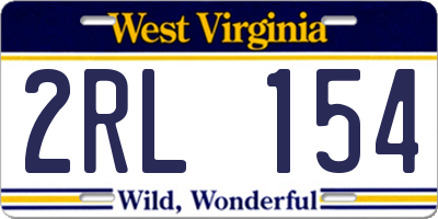 WV license plate 2RL154