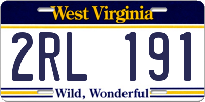 WV license plate 2RL191