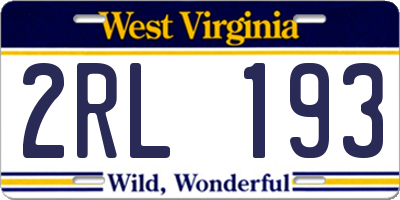 WV license plate 2RL193