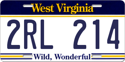 WV license plate 2RL214
