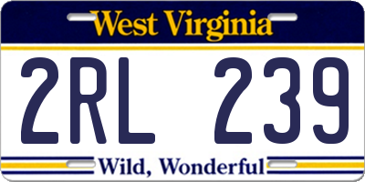 WV license plate 2RL239