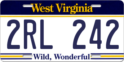 WV license plate 2RL242