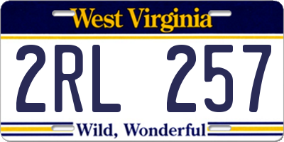 WV license plate 2RL257