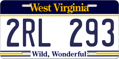 WV license plate 2RL293