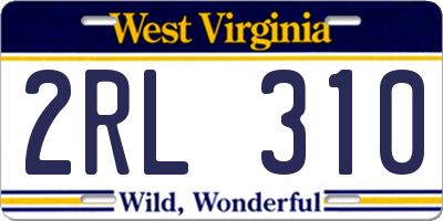 WV license plate 2RL310