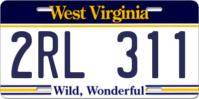 WV license plate 2RL311