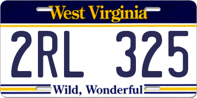 WV license plate 2RL325