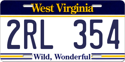 WV license plate 2RL354