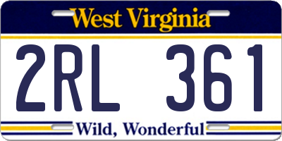 WV license plate 2RL361