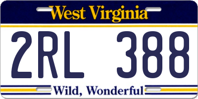 WV license plate 2RL388