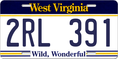 WV license plate 2RL391