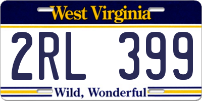 WV license plate 2RL399