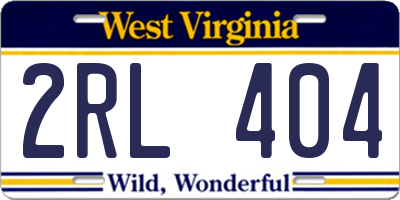 WV license plate 2RL404
