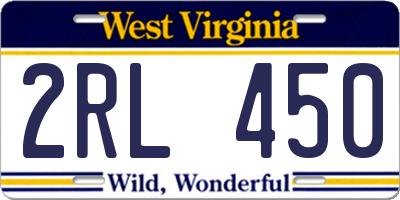 WV license plate 2RL450