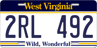 WV license plate 2RL492