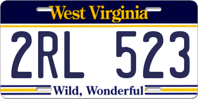 WV license plate 2RL523