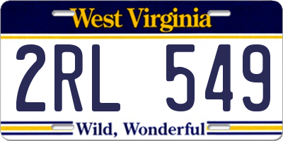WV license plate 2RL549