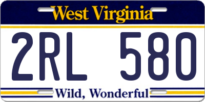 WV license plate 2RL580