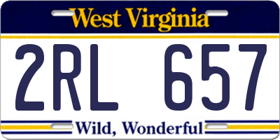 WV license plate 2RL657