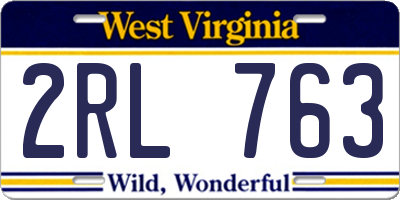 WV license plate 2RL763