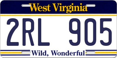 WV license plate 2RL905