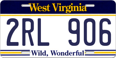 WV license plate 2RL906