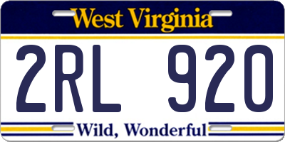 WV license plate 2RL920