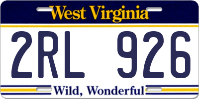 WV license plate 2RL926