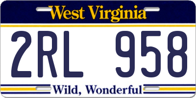 WV license plate 2RL958