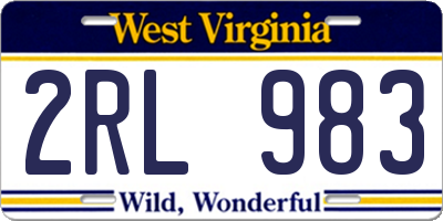 WV license plate 2RL983