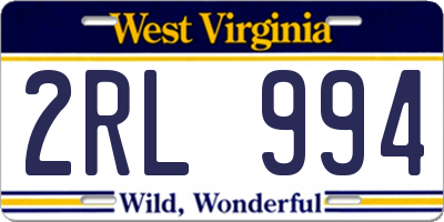 WV license plate 2RL994